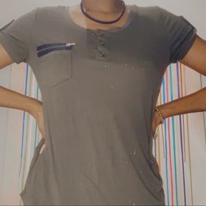 Olive green short sleeved blouse